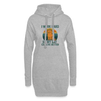 Chat royal au coucher du soleil rétro - Sweat-shirt à capuche long Femme - gris chiné - Devant