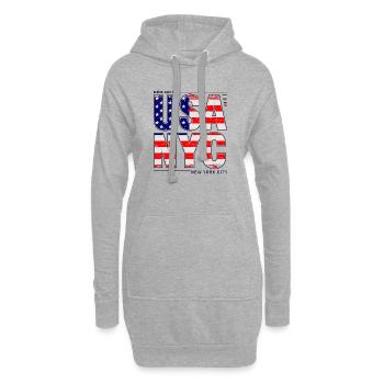 USA NYC Flagge Buchstaben - Hoodie-Kleid - Grau meliert - Vorne