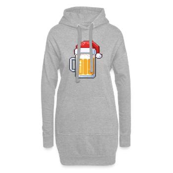 Bière Pixel avec Chapeau de Père Noël – Conception de Noël - Sweat-shirt à capuche long Femme - gris chiné - Devant