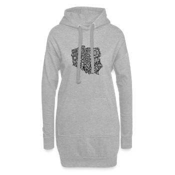 Karte Polen Floral Mandala - Warschau Krakau - Hoodie-Kleid - Grau meliert - Vorne