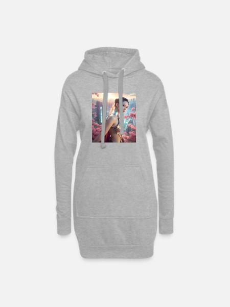 Cyber Princess Over the City _ GBC - Hoodie Dress - heather grey