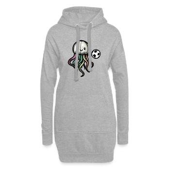 Qualle Fußball Comic - Hoodie-Kleid - Grau meliert - Vorne
