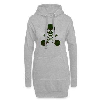 Skull & crossed Guitars - Hoodie-Kleid - Grau meliert - Vorne