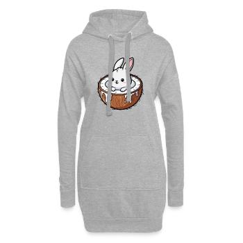 Süßes Hase Kaninchen Cartoon Palme Kokosnuss - Sweat-shirt à capuche long Femme - gris chiné - Devant