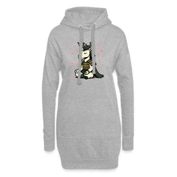 Meditating Samurai Unicorn with Cherry Blossoms - Hoodie Dress - heather grey - Front