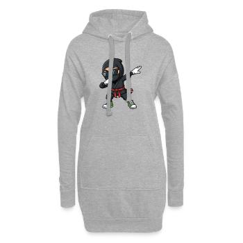 Lustiger Dabbing Ninja Cartoon - Hoodie-Kleid - Grau meliert - Vorne