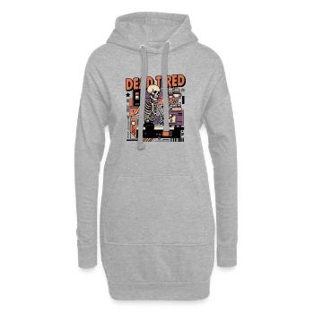 Totmüdes Kaffee-Skelett Küchen-Setting - Hoodie-Kleid - Grau meliert - Vorne
