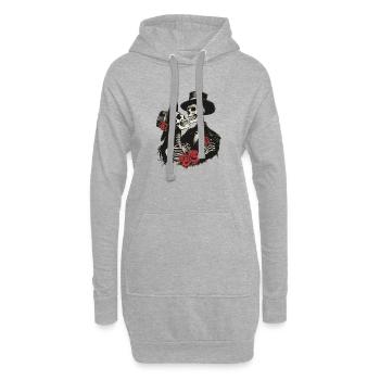 Gothic Skeleton Couple mit Rosen - Hoodie-Kleid - Grau meliert - Vorne
