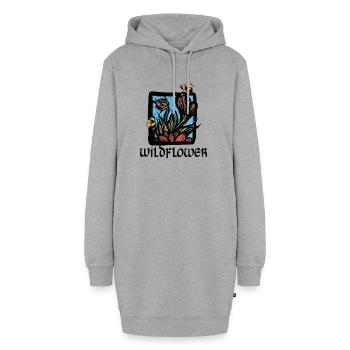 Floraison de fleurs sauvages avec les abeilles - Sweat-shirt à capuche long Femme - gris chiné - Devant