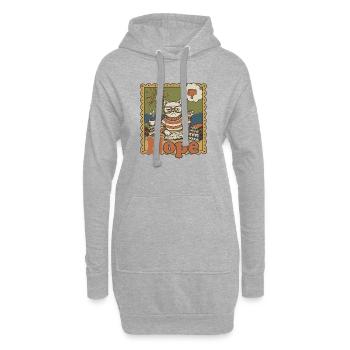 Nein Katze: Retro Nerd Schreibtischkunst - Hoodie-Kleid - Grau meliert - Vorne