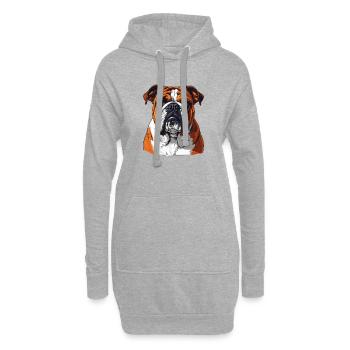Bouledogue anglais – Portrait du chien fort - Sweat-shirt à capuche long Femme - gris chiné - Devant