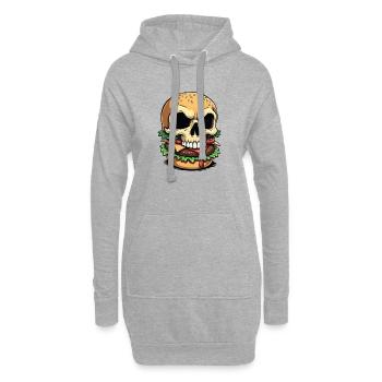 Skull Burger Popart - Sweat-shirt à capuche long Femme - gris chiné - Devant