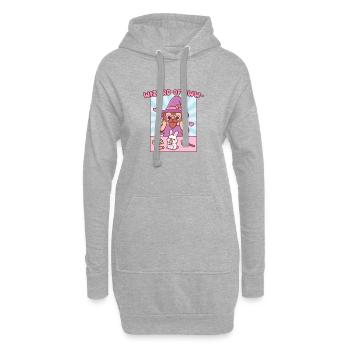 Lustiger Zauberer von Aw und niedlichem Kaninchen - Hoodie-Kleid - Grau meliert - Vorne