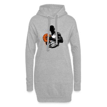 Joueur de basket avec balle - Sweat-shirt à capuche long Femme - gris chiné - Devant