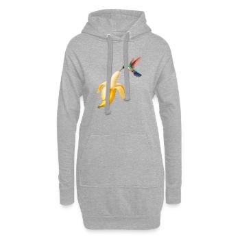 Colibri rencontre banane dorée - Sweat-shirt à capuche long Femme - gris chiné - Devant