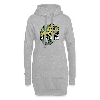 Caméléon souriant factice - Sweat-shirt à capuche long Femme - gris chiné - Devant