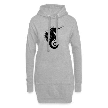 Silhouette de l’hippocampe licorne - Sweat-shirt à capuche long Femme - gris chiné - Devant