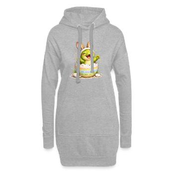 Baby Dinosaurier mit Hasenohren im Osterei  - Hoodie-Kleid - Grau meliert - Vorne