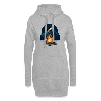 Bergfeuer unter Mond und Sternen - Hoodie-Kleid - Grau meliert - Vorne