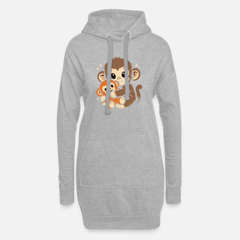 Punch Monkey Affe - Hoodie-Kleid - Grau meliert