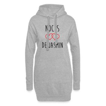Anniversaire Mariage - Noces de Jasmin (66 ans) - Sweat-shirt à capuche long Femme - gris chiné - Devant
