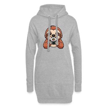 Faultier Sushi Rohfisch Japanische Küche - Hoodie-Kleid - Grau meliert - Vorne