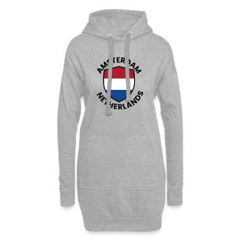 Bouclier d’Amsterdam Drapeau néerlandais - Sweat-shirt à capuche long Femme - gris chiné - Devant