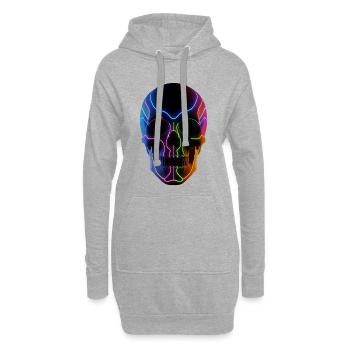 Crâne lumineux pour les fans de DJ et de techno - Sweat-shirt à capuche long Femme - gris chiné - Devant