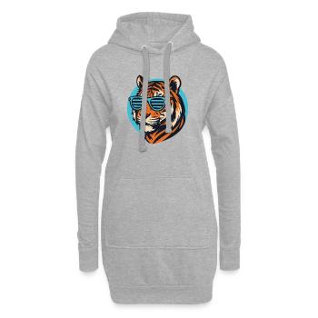 Tiger mit Sonnenbrille Pop Art - Hoodie-Kleid - Grau meliert - Vorne