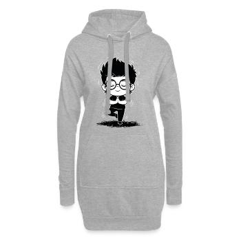 Étudiant Méditation Yoga Zen Noir et Blanc - Sweat-shirt à capuche long Femme - gris chiné - Devant