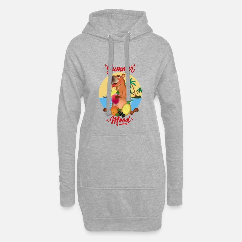 Capybara im Urlaub - Hoodie-Kleid - Grau meliert