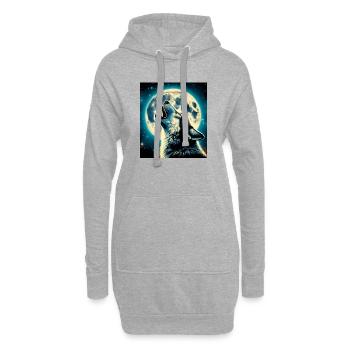 Wolf heult zum Vollmond - Hoodie-Kleid - Grau meliert - Vorne