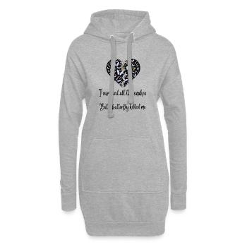 Cœur de Papillon - Sweat-shirt à capuche long Femme - gris chiné - Devant