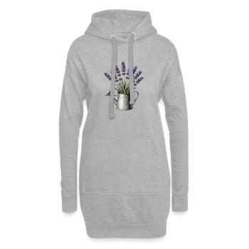 Lavendel in einer Gießkanne - Hoodie-Kleid - Grau meliert - Vorne
