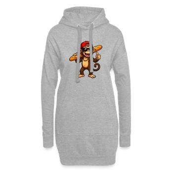 affe-baguette-cool - Hoodie-Kleid - Grau meliert - Vorne
