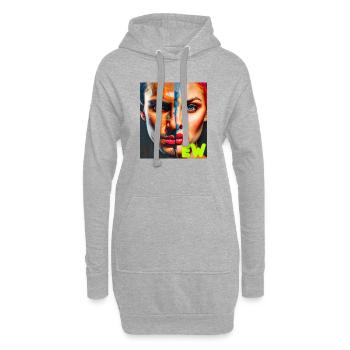 Doppelporträt in Neonfarben - Hoodie-Kleid - Grau meliert - Vorne