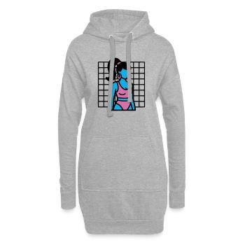 Fitness Girl Vaporwave des années 90 - Sweat-shirt à capuche long Femme - gris chiné - Devant