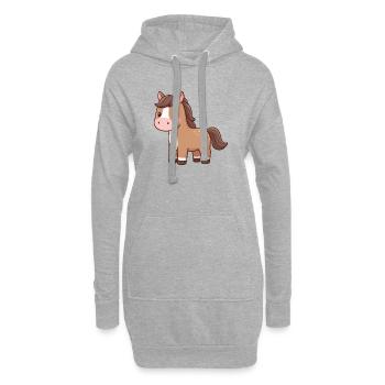 Cavalier cadeau de cheval Cheval mignon - Sweat-shirt à capuche long Femme - gris chiné - Devant