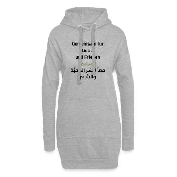 Frieden & Liebe: Gemeinsam - Hoodie-Kleid - Grau meliert - Vorne