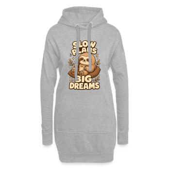 Slow Plans Big Dreams Faultier - Hoodie-Kleid - Grau meliert - Vorne