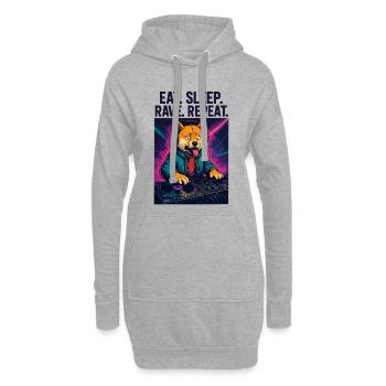 Shiba Inu DJ: Eat Sleep Rave Repeat Streetwear - Hoodie Dress - heather grey - Front
