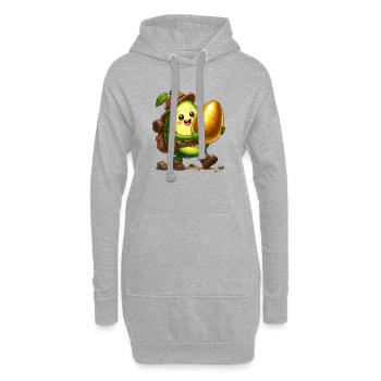 Avocado Abenteurer mit Goldenem Fundstück - Hoodie-Kleid - Grau meliert - Vorne