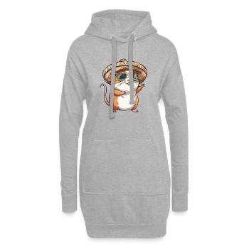 Sombrero drôle de hamster - Sweat-shirt à capuche long Femme - gris chiné - Devant