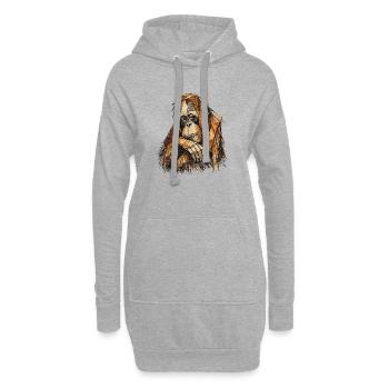 Portrait géométrique d’orang-outan - Sweat-shirt à capuche long Femme - gris chiné - Devant