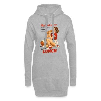 Déjeuner de fitness rétro Pin-Up : design sportif drôle - Sweat-shirt à capuche long Femme - gris chiné - Devant
