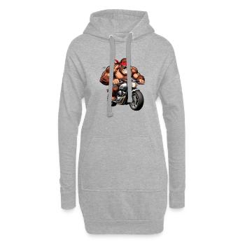 Biker Gorille Musclé - Sweat-shirt à capuche long Femme - gris chiné - Devant