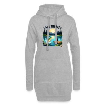 Pêche au coucher de soleil en thérapie du lac - Sweat-shirt à capuche long Femme - gris chiné - Devant