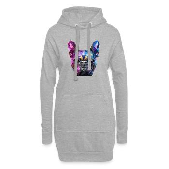 Polygonal Frenchie - 006 - Hoodie Dress - heather grey - Front