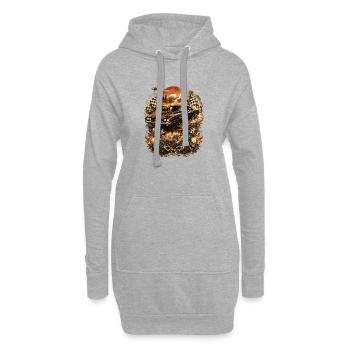 Enfer de voitures musclées enflammées - Sweat-shirt à capuche long Femme - gris chiné - Devant