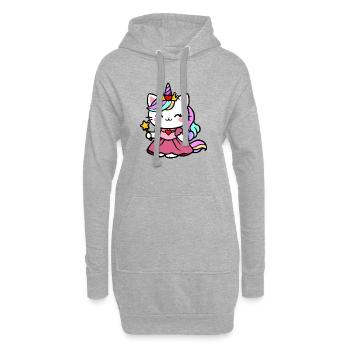 Cat Unicorn Princess - Hoodie Dress - heather grey - Front